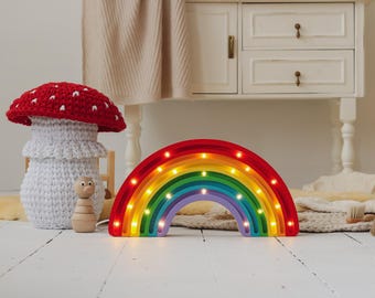 Wooden Rainbow Night Light Toodler Bedroom Lamp Montessori Baby Room Decor Montessori Rainbow Lamp Wooden Baby Lamp Nursery Room Decor