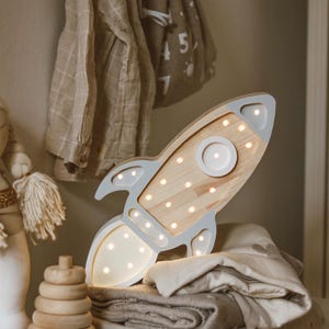 Wooden Rocket Night Light Space Lamp for Boys Rocket Lamp for Kids Room For Little  Space Theme Decor Space Adventure Decor for Kids Room