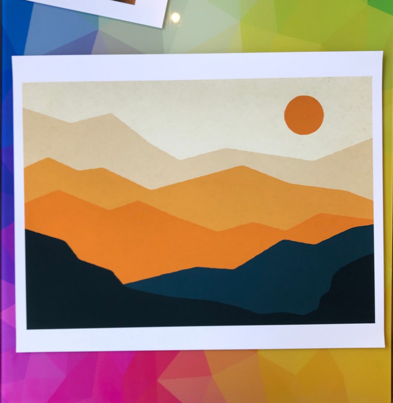 Sunrise Mountains Unique Living Room Wall Art Print Poster Etsy