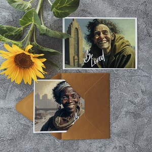 Smiling Portraits of Unhoused Neighbors - A Classic Americana-style Digital Postcard Download