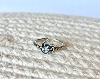 Ear-Esistible Minnie Mouse Ring 925 sterling silver, adjustable to sizes 6 7 8, Disney jewelry accessories Mickey Minnie gifts, NowUrTalkin