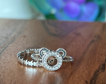 Ears Lookin' At You Mouse Ring 925 sterling silver, adjustable to sizes 6 7 8, Disney jewelry accessories Mickey Mouse souvenir, NowUrTalkin
