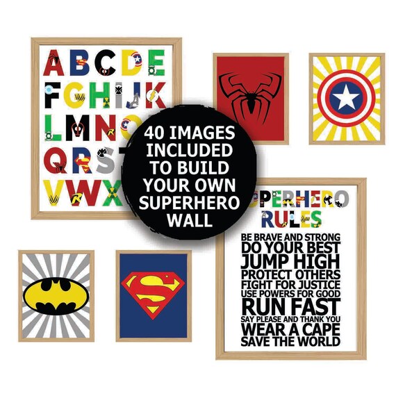 Superhero Wall Art Superhero Alphabet Boys Room Decor