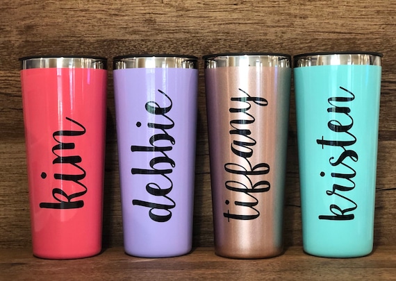 22 oz Insulated Drink Tumbler, Custom Monogram Tumbler with Straw, Coffee / Tea Tumbler, Virtual Teacher Gift