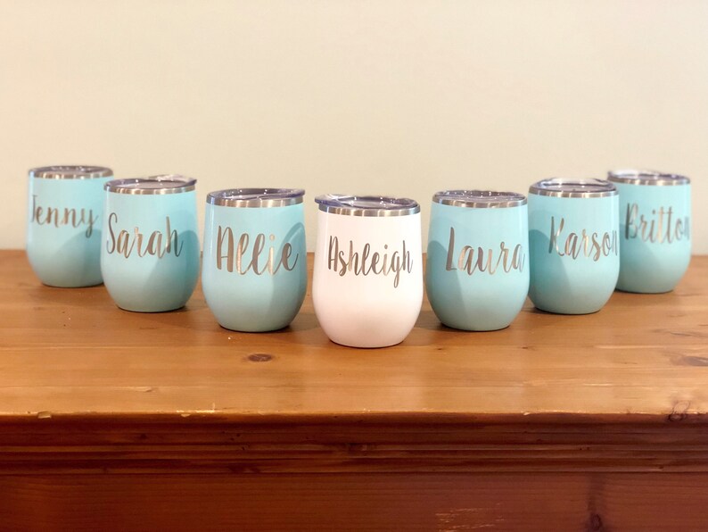 Wine Tumbler with Lid /& Straw Maid of Honor Gift Personalized Wine Cup Glitter Name Wine Tumbler