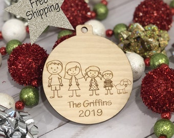 Custom Family Keepsake Ornaments, Family Christmas Gift, Personalized Holiday Wood Ornament
