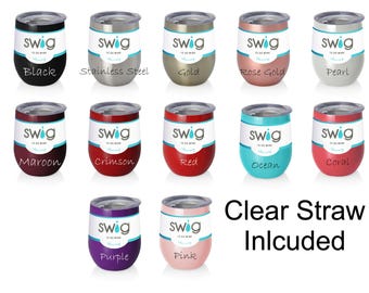 SWIG Cup, 12 oz wine cup, Custom Monogram, Team Gift, Insulated Tumbler, Beach Trip, Personalized Name