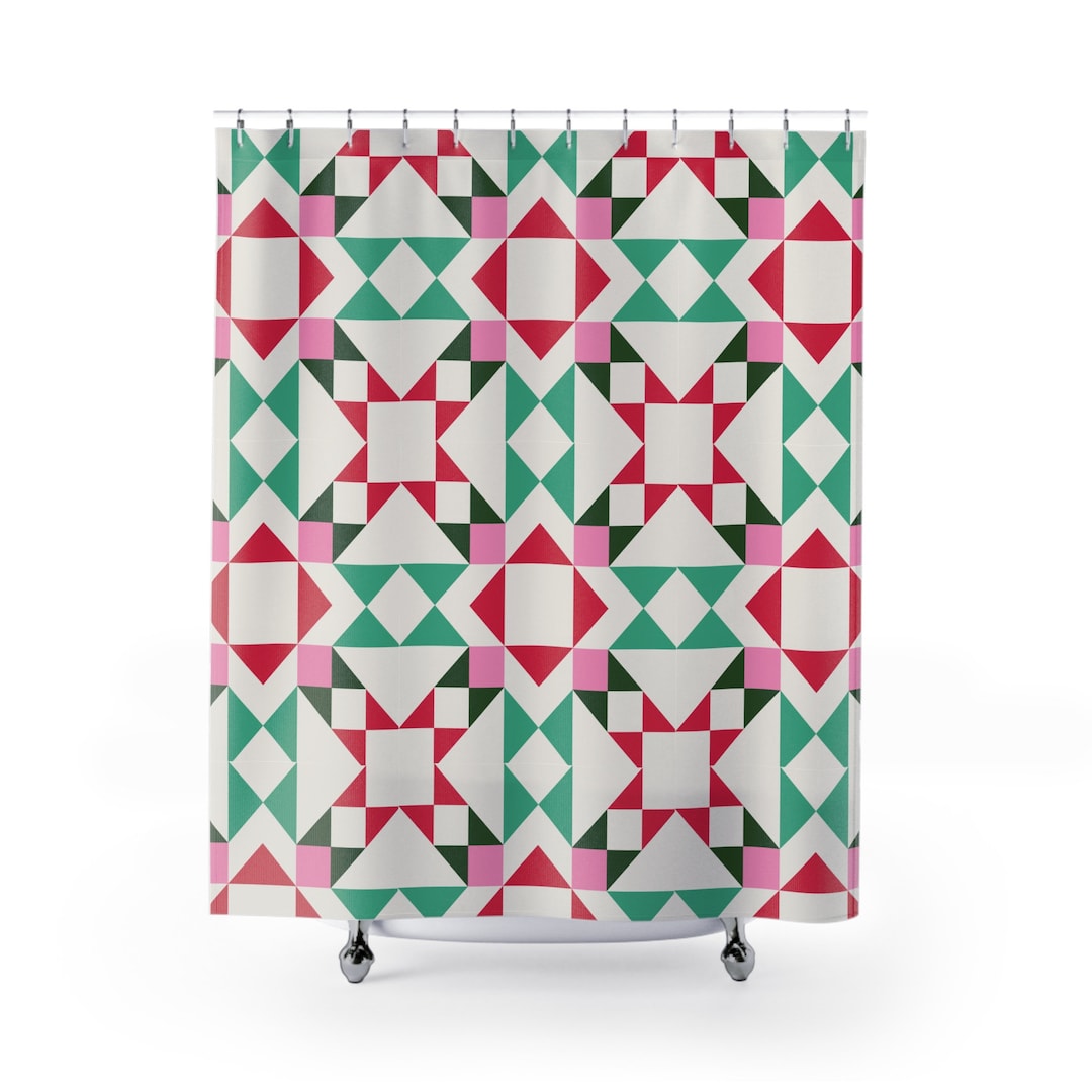 Shower Curtain Quilt Block Fashion Curtain Retro Shower Curtain Retro