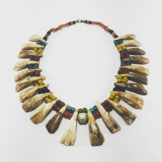 Tooth Necklace Shaman Necklace Buffalo Tooth Necklace Bone Jewelry Tribal Necklace Teeth Necklace Buffalo Teeth Bone Necklace