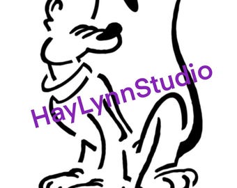 Plu to Dog stencil, svg file, magical land, dog silhouette, carving stencil