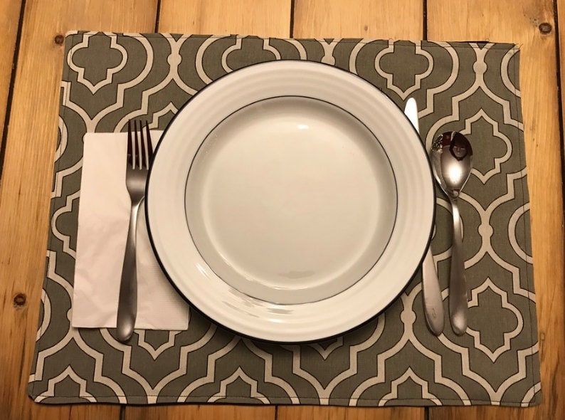 Patterned Grey & White / Black Placemats Etsy