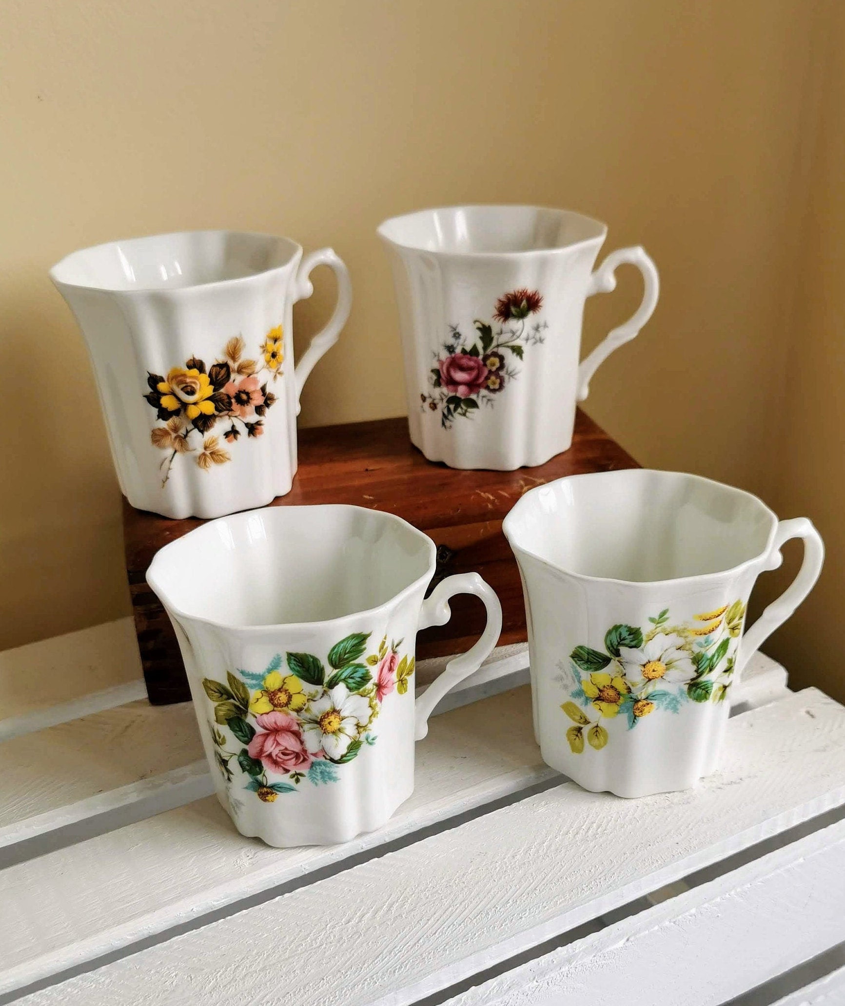 Set of 4 Coffee MugsRoyal Grafton Fine Bone China Vintage Etsy