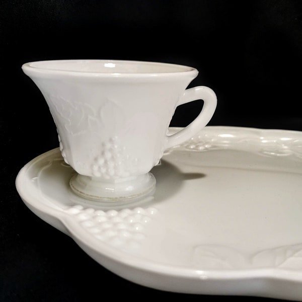 Vintage Snack Plate/Luncheon Set-Harvest Milk Glass by Colony