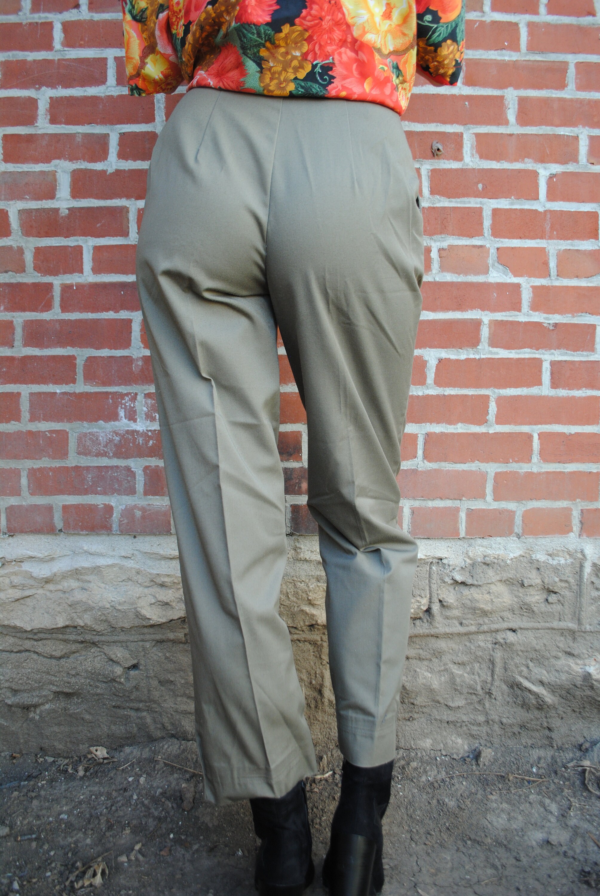 Sustainable Women/'s Clothing Avocado Green High Waist Knit Pants Vintage 90s Lounge Trousers