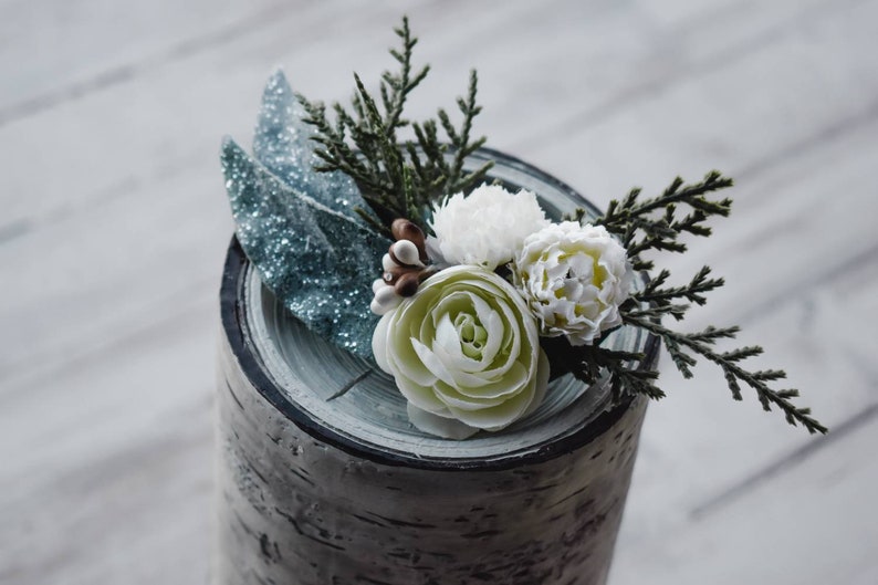 Winter Hair Floral wedding hair clip white flower hair piece