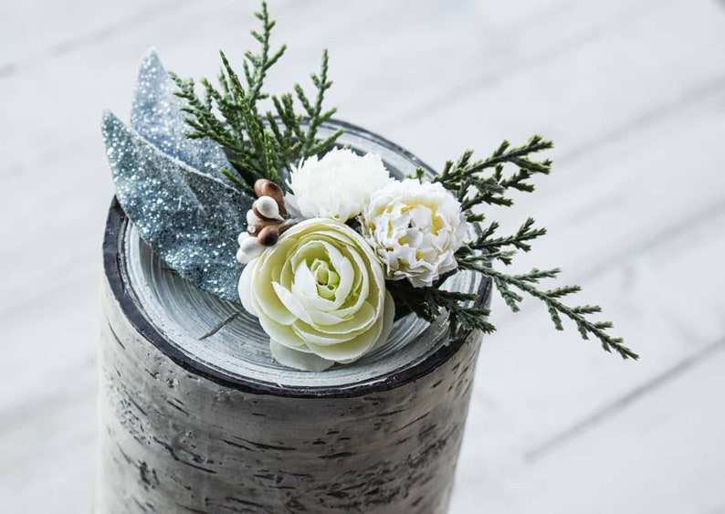 Winter Hair Floral wedding hair clip white flower hair piece