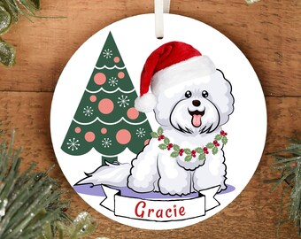 Personalized Bichon Frise Ornament | Christmas Dogs Ornament | Durable Metal | Personalize The Back with Words or a Photo