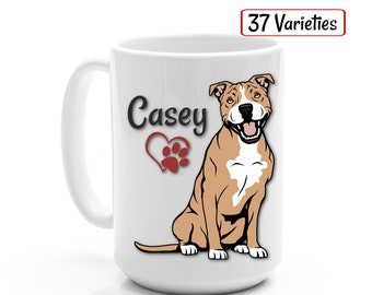 Personalized Photo Pit Bull Terrier Mug Multi Breed Color Variation Brindle Tri & Bi Color Piebald and Solids 15 oz