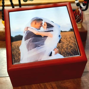 Photo Memory Box Personalized Jewelry Gift Box Quinceañera or Wedding | First Communion Trinkets Personal Keepsake Box Unique Custom Gift