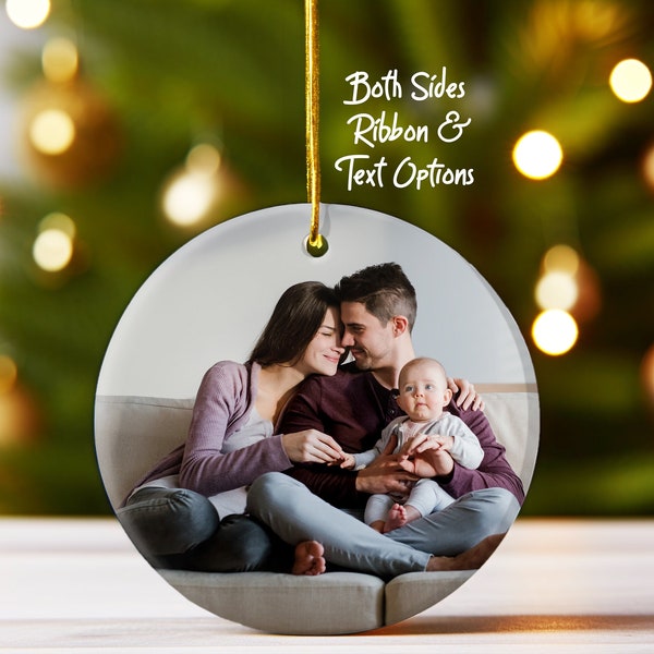 Custom Photo Ornament Porcelain Two Sided Christmas Ornament First Christmas Front and Back We Will Design and Send a Proof