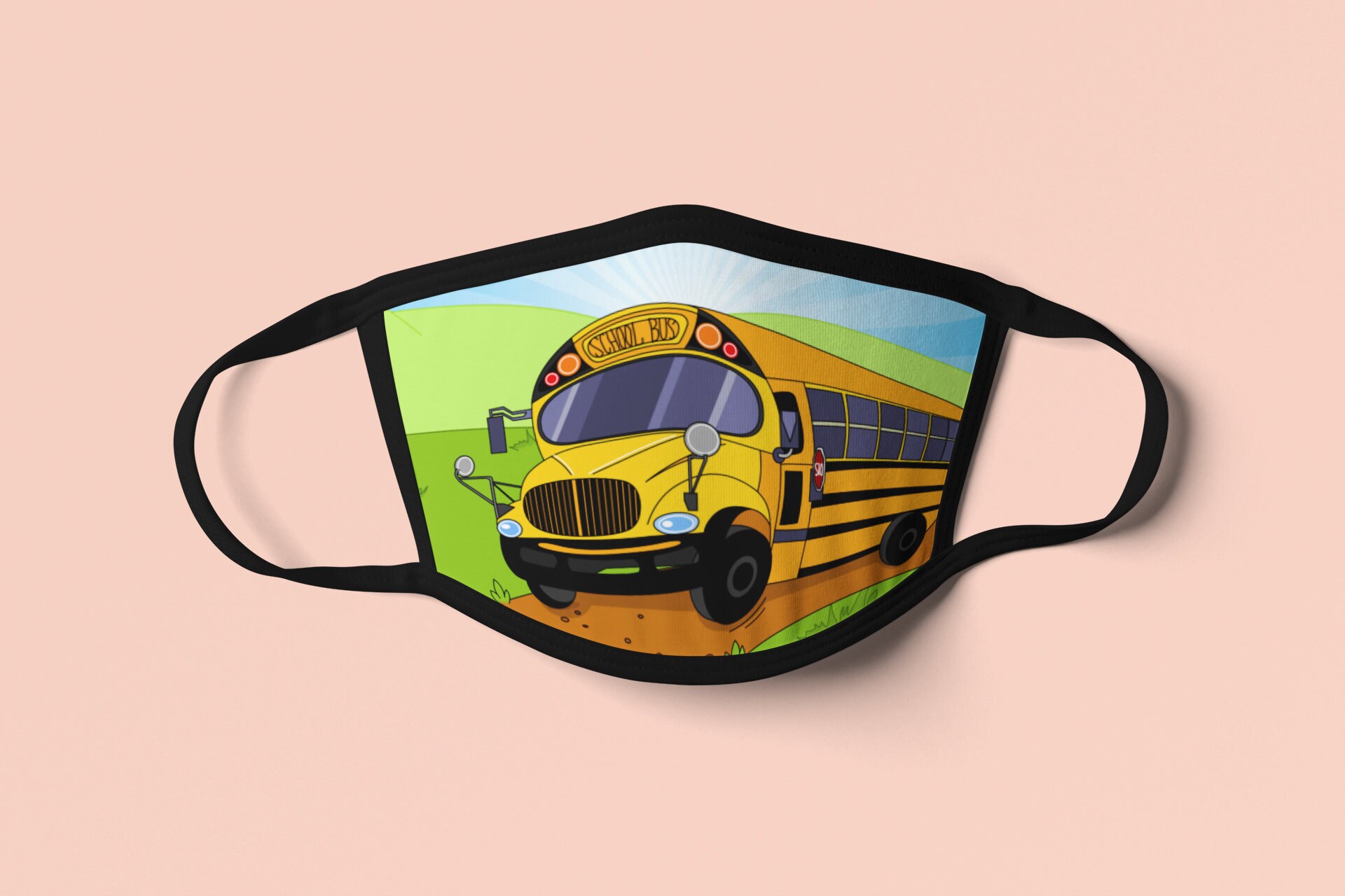 Bus Driver Mask School Bus Scene Face Mask Breathable Face Etsy