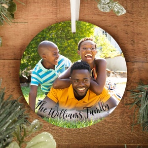 Custom Photo Christmas Ornament: Two-Sided Metal Ornament