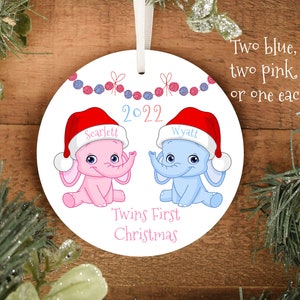 Custom Twins First Christmas Ornament: Personalized Metal Ornament