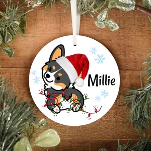 Personalized Corgi Ornament | Tricolor Corgi Ornament | Christmas Dogs Ornament | Durable Metal | Personalize The Back with Words or a Photo