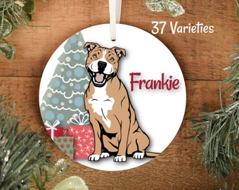 Personalized Pit Bull Terrier Ornament Multi Breed Color Variation Brindle Tri & Bi Color Piebald and Solids