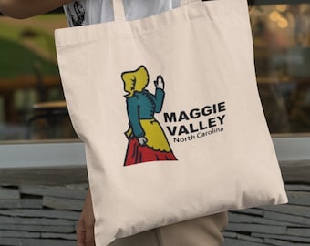 Maggie Valley Tote Bag | Miss Maggie's Story | Made In North Carolina | MV Souvenir Grocery Tote | Smoky Mountains NC Reusable Bag