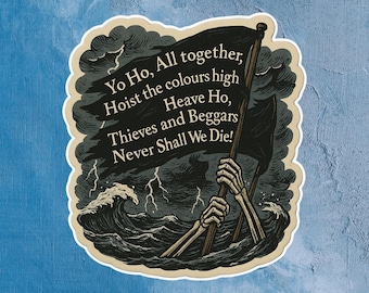 Pirate Sticker Yo Ho Hoist the Colors Waterproof Laminated Sticker Decal