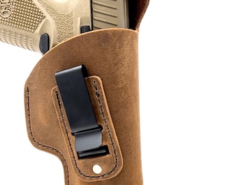 FN 509 - Cuero SUAVE dentro de la cintura (IWB) Funda de transporte oculta - Cuero de búfalo de agua 100% - Hecho en EE. UU.