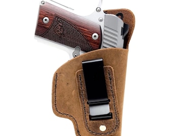 Kimber Micro 9mm Holster  - SOFT Leather Inside the Waistband (IWB) Concealed Carry Holster- 100% Water Buffalo Leather - Made in U.S.A.