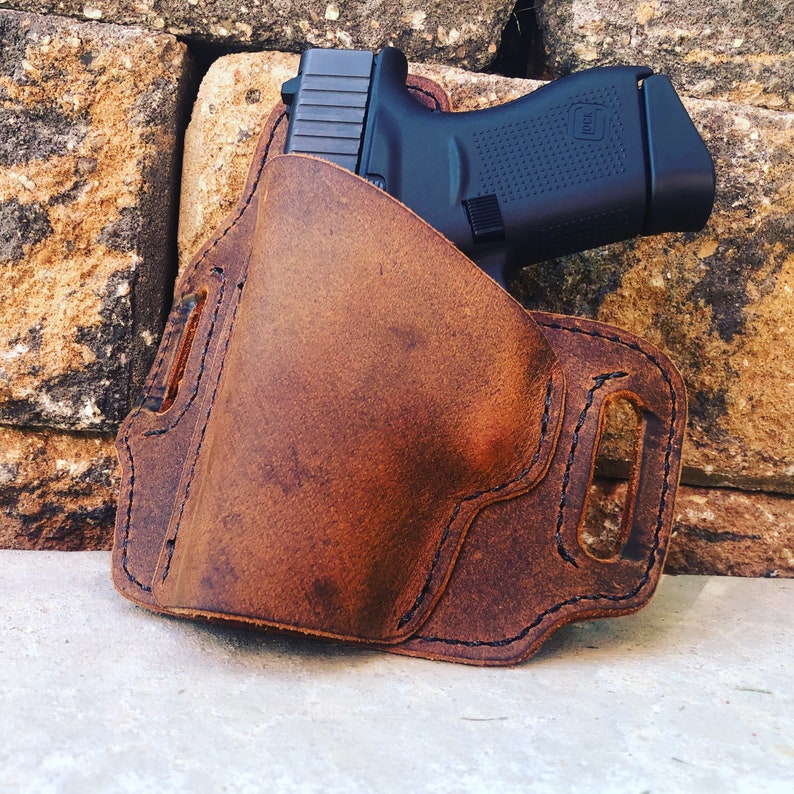 Glock OWB Leather Holsters Outside the Waistband Leather Etsy