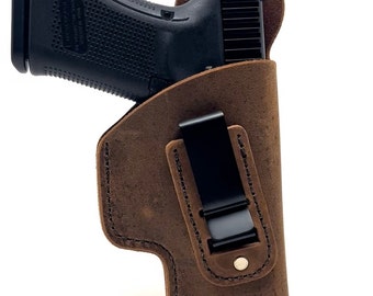 Glock 19 / 23 - SOFT Leather Inside the Waistband (IWB) Concealed Carry Holster- 100% Water Buffalo Leather - Made in U.S.A.
