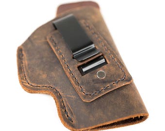 CZ P-07 - Cuero SUAVE Dentro de la Cintura (IWB) Oculto Carry Holster- 100% Cuero de Búfalo de Agua - Hecho en LOS EE.UU.