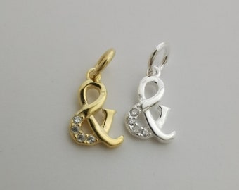 Solid 925 Sterling Silver Ampersand Slide Charm Pendant