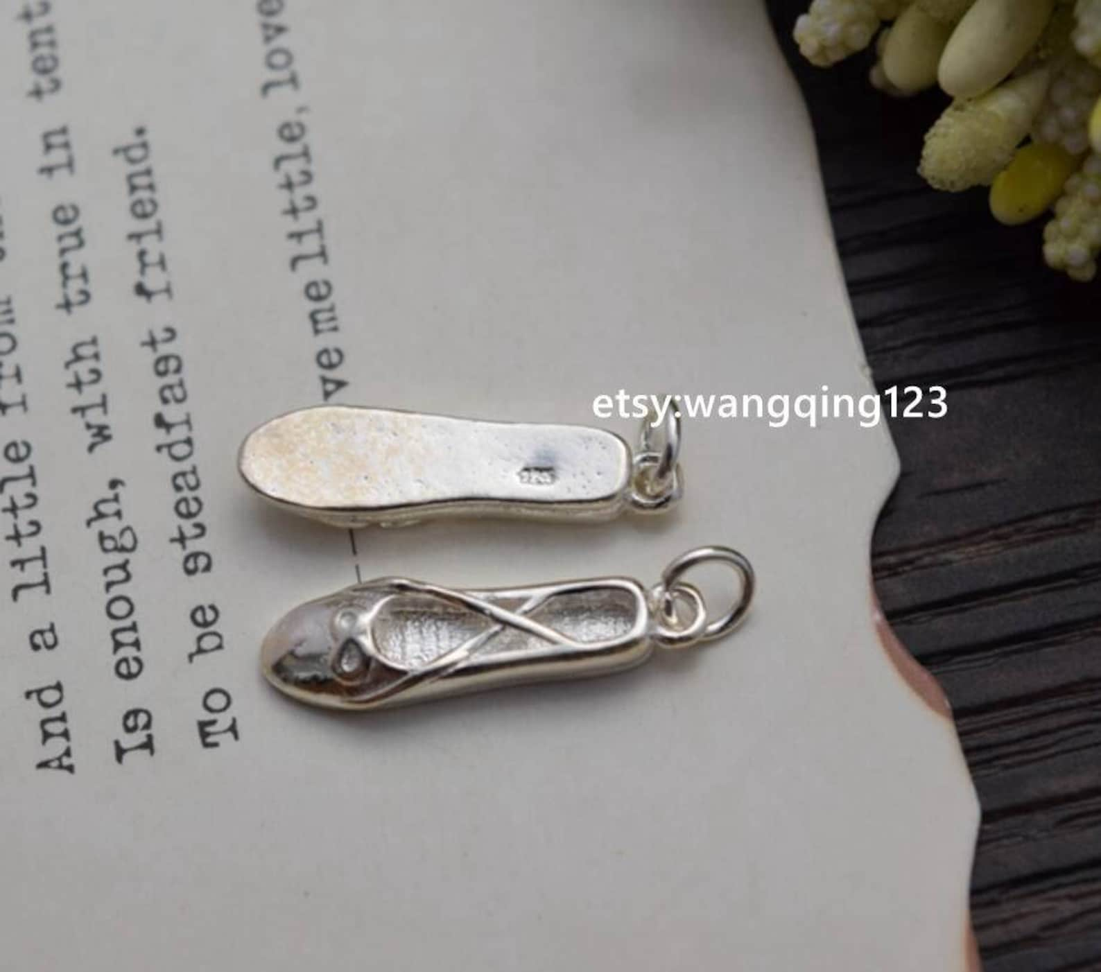 2 pcs ballet shoes charm shoe pendant in 925 sterling silver