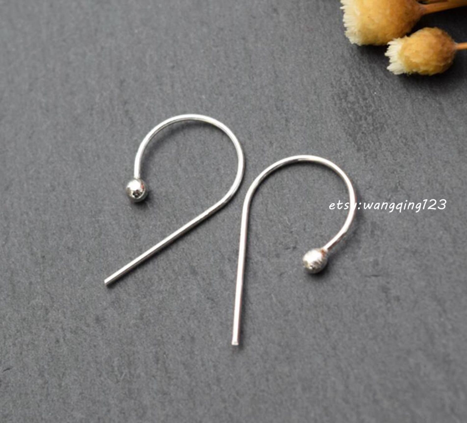 Solid 925 sterling silver 24 gauge hook earring ear wire | Etsy