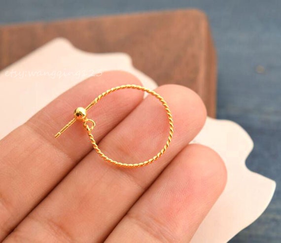 1 pair 925 sterling silver twisted circle ear hoop with rubber stopper nuts rope huggies earring findings earwire ear wires earwires hoops
