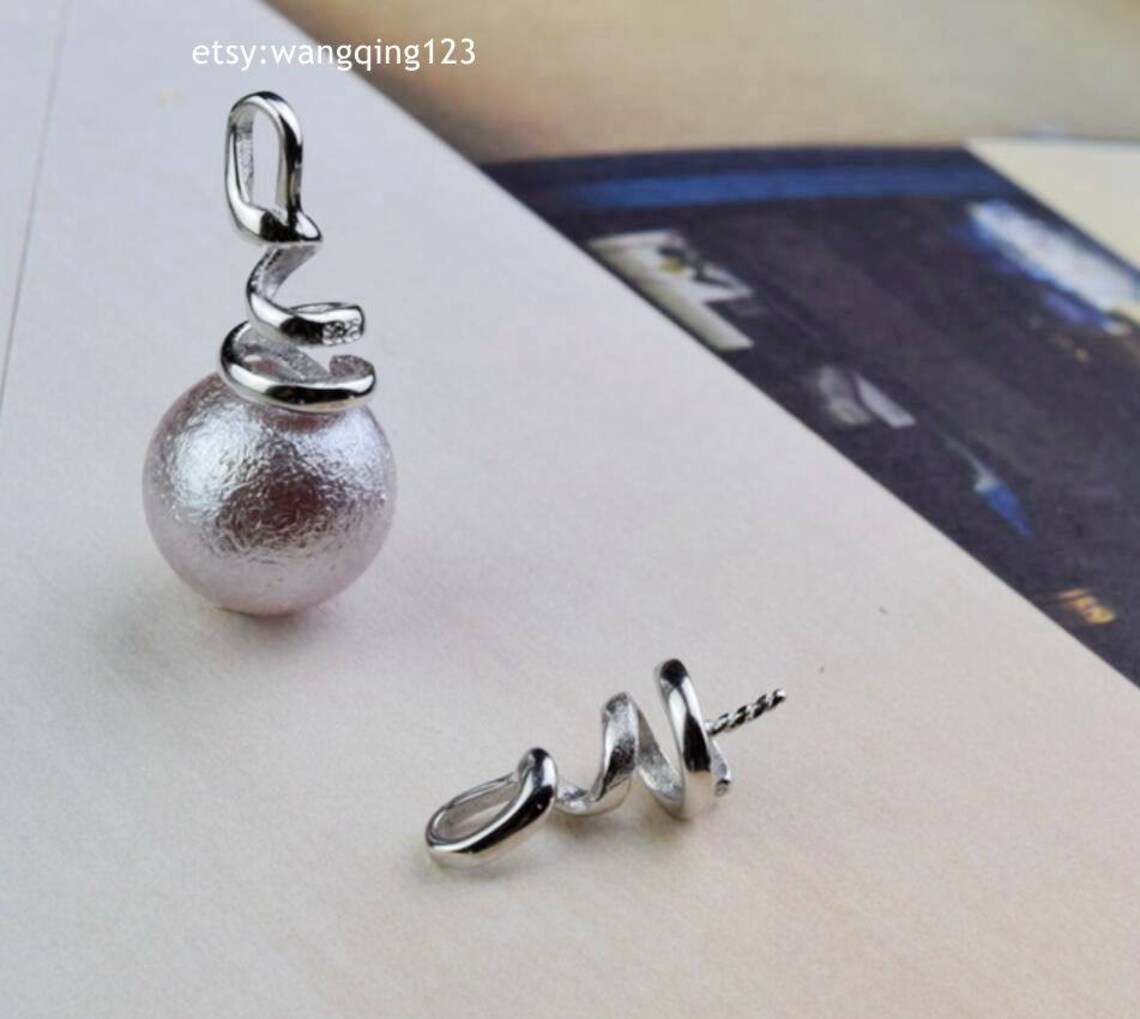 2 of 925 Sterling Silver Swirl Pin Bail Bails With Pins Etsy
