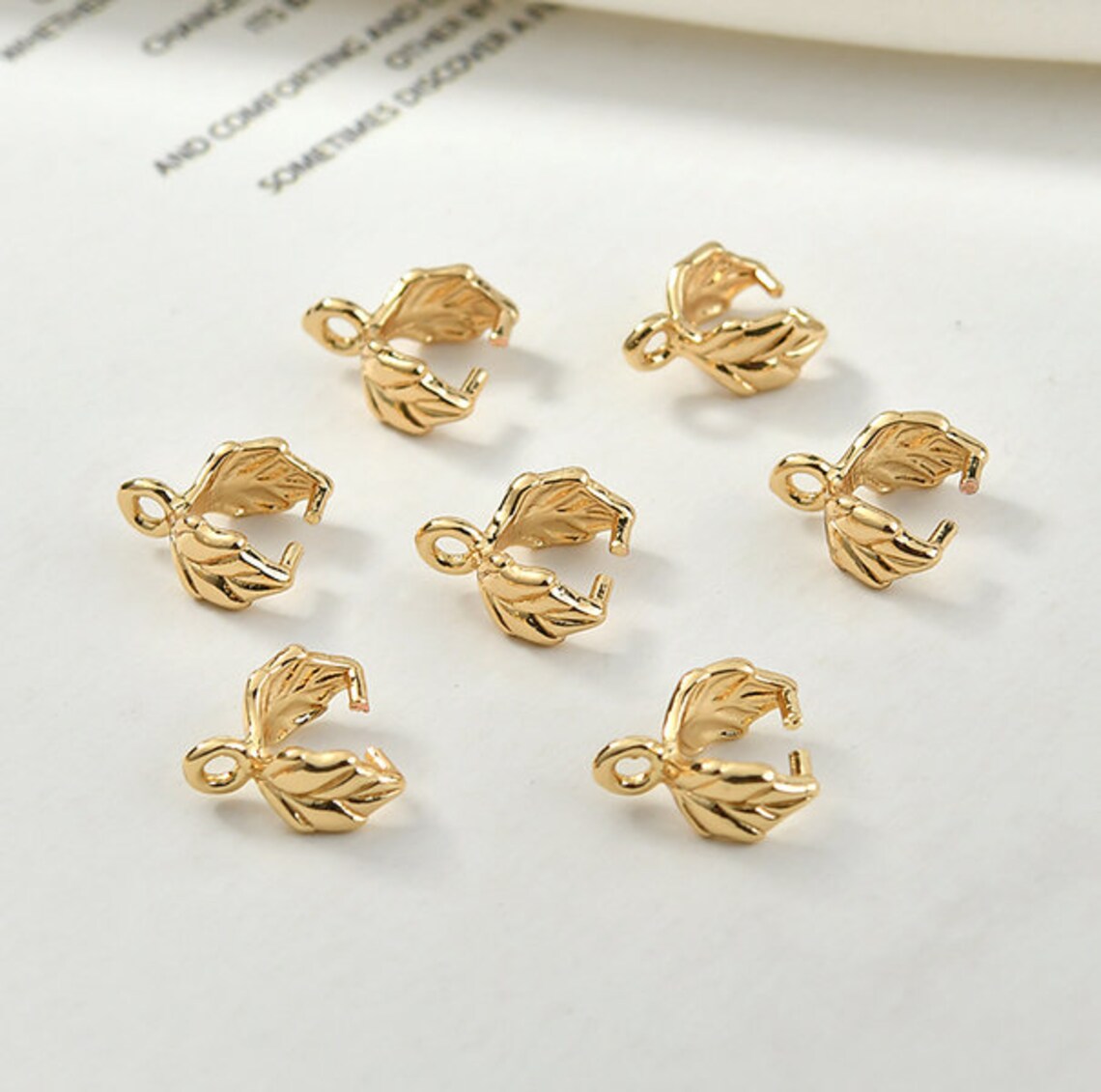 18k Gold Plated Leaf Pinch Bail Bails 97mm Etsy