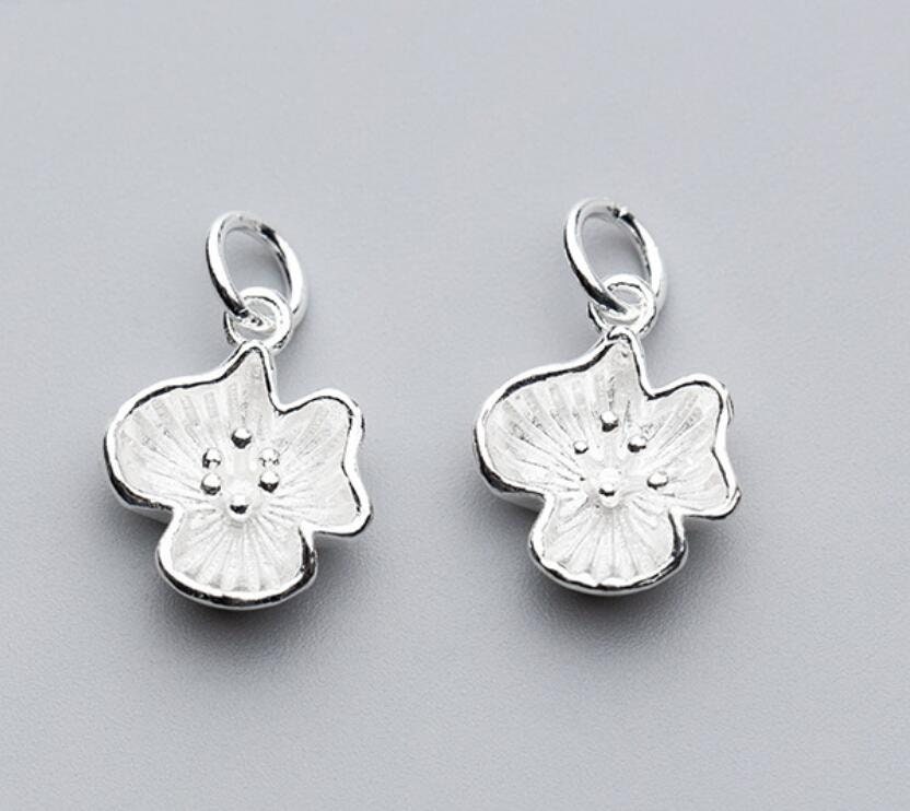 Solid 925 sterling silver flower charm pendant 1212mm | Etsy