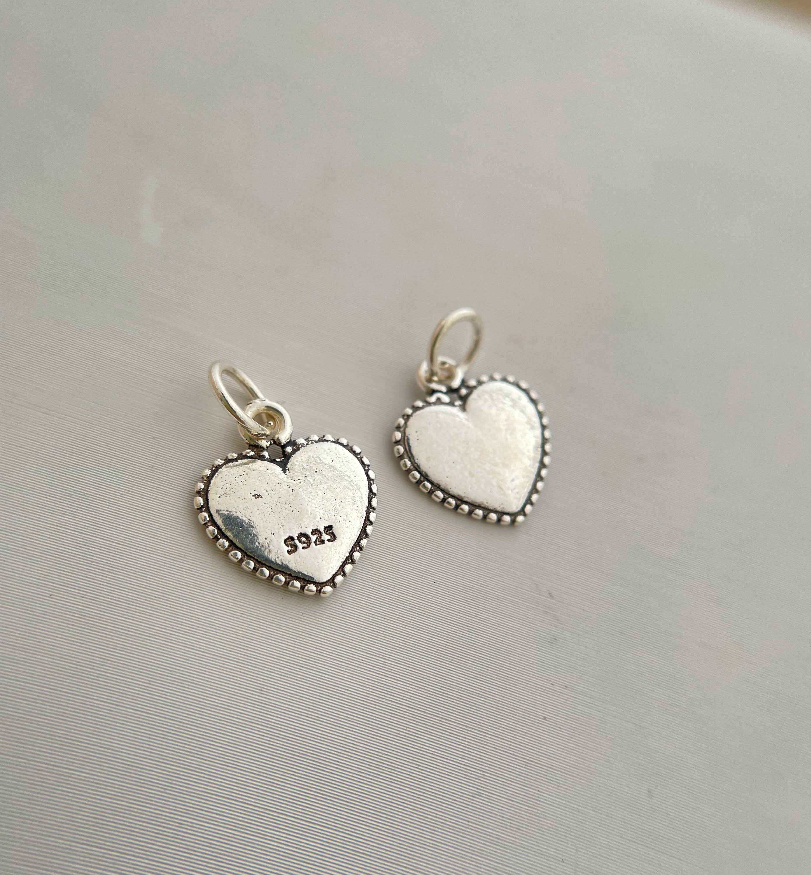 2pcs sterling silver heart charm 1011mm Etsy