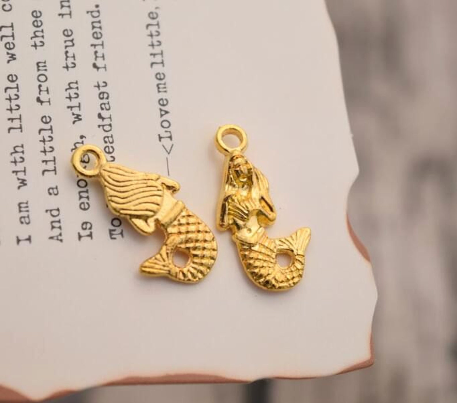 20 Mermaid Charms Gold Ocean Charm Pendants Etsy