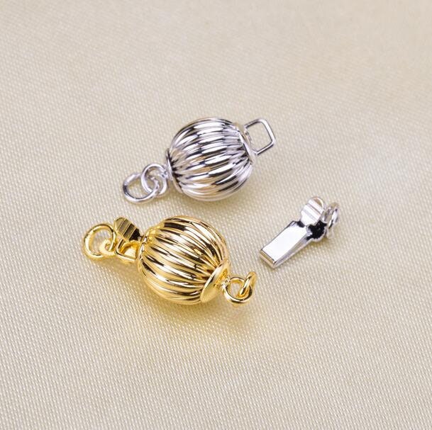 Solid sterling silver round corrugated ball safety clasps Etsy