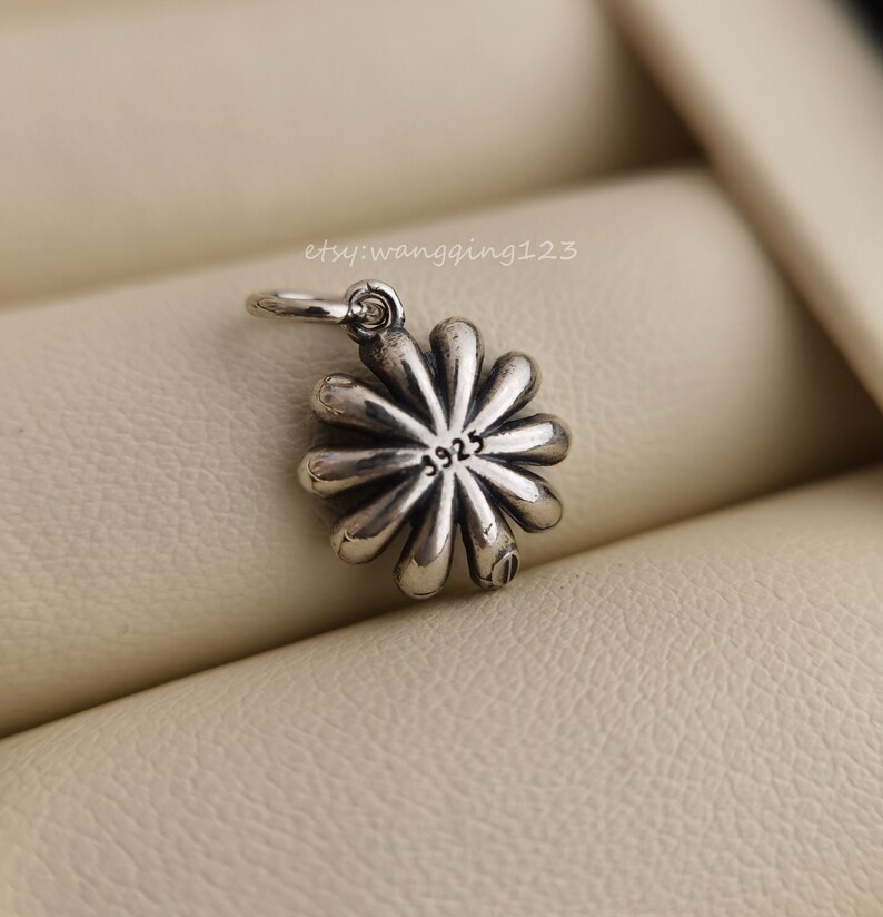 solid 925 sterling silver flower charm pendant 12x12mm