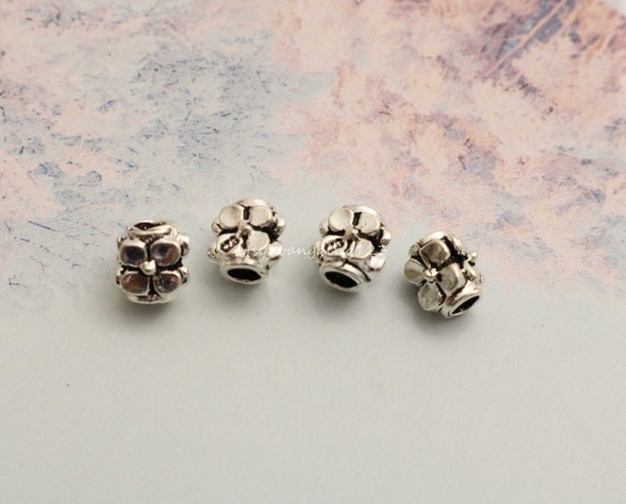 4pcs Solid Sterling Silver 6mm Flower Tube Spacer Bead Spacers | Etsy