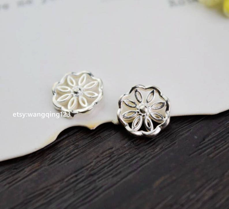 2 pcs tiny sterling silver flower charm pendant YB4