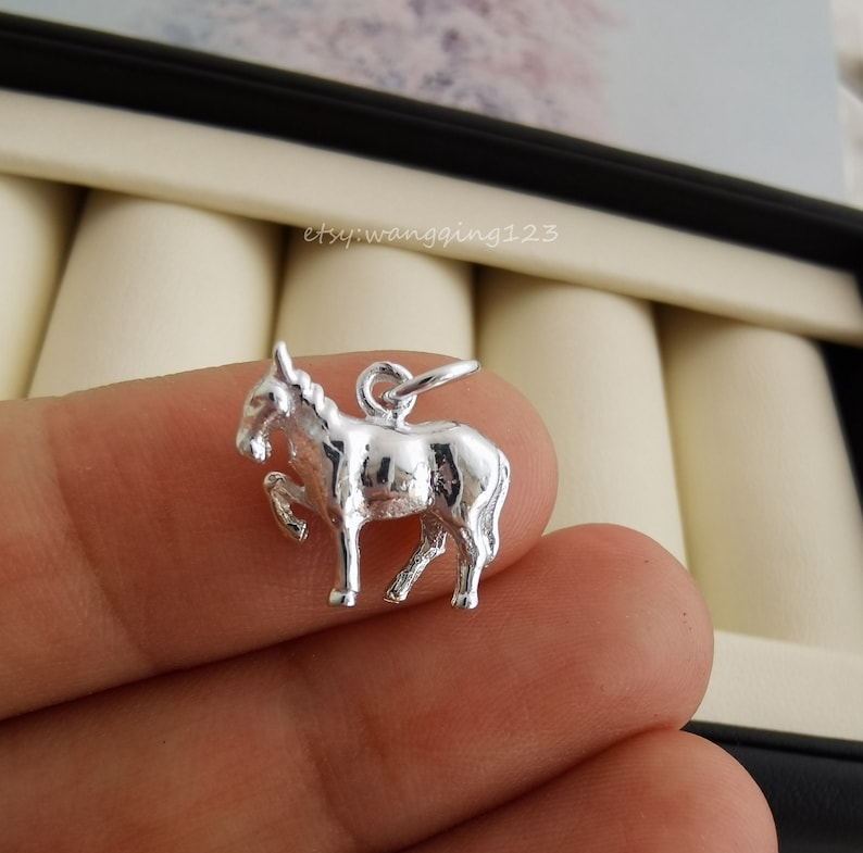 solid sterling silver horse charm pendant 13x12mm